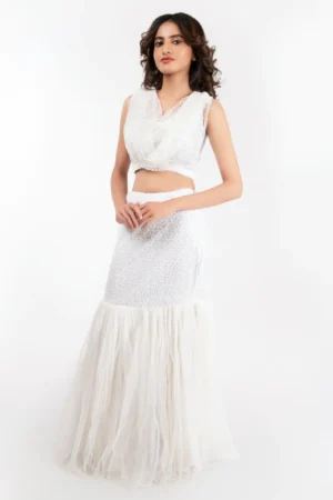 Ethereal Ivory Mermaid Fusion Set – Minimalist Bridal & Evening Couture