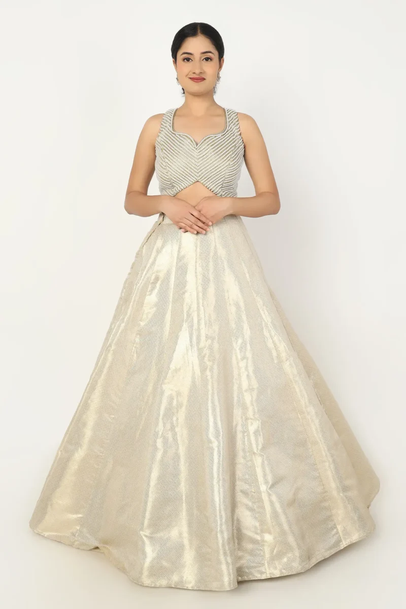 Brocade lehenga With Pearl Work