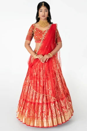 Red And Gold Half Saree