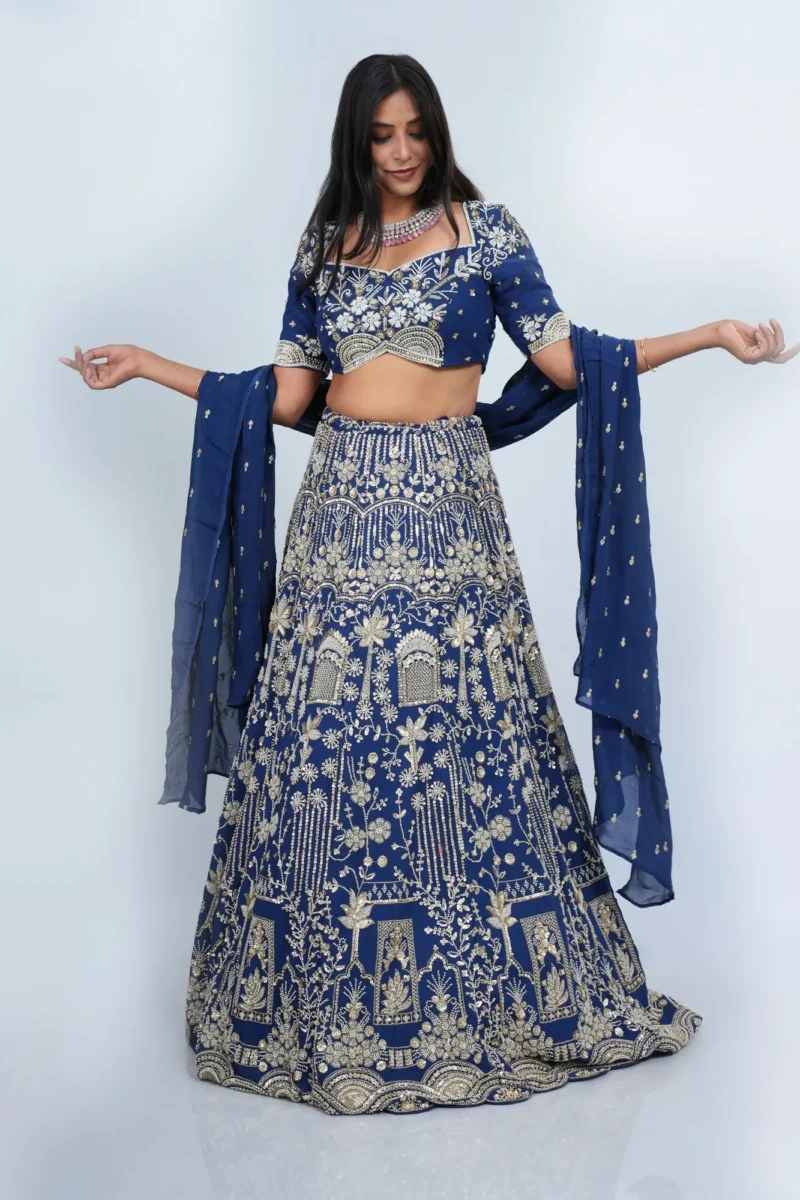 royal blue bridal lehenga