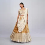 gold and beige half saree
