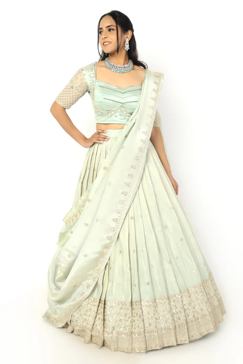 Pastel Green Half Saree