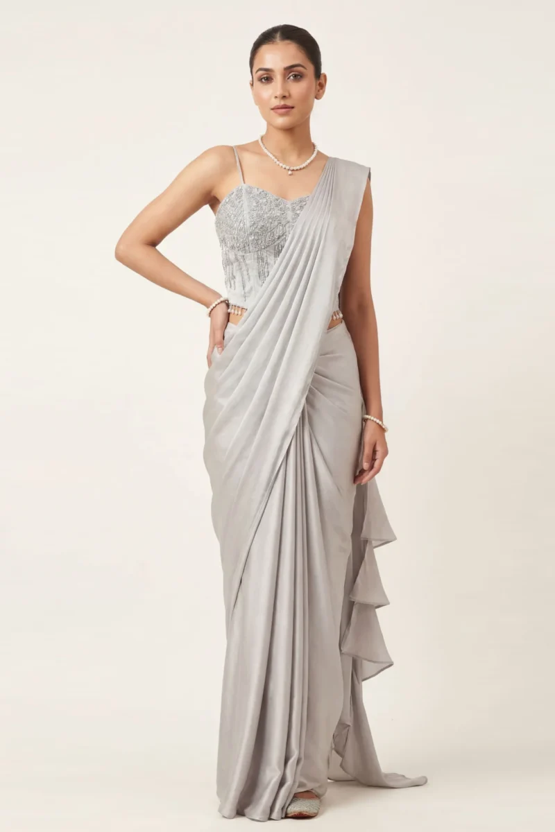 Grey Indo western Fusion Set