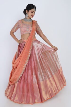 Silver-Grey Lattice Lehenga – Ornate Zardosi & Geometric Jali Set