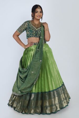 Emerald & Lime Heritage Langa Voni – Zardosi Floral Set