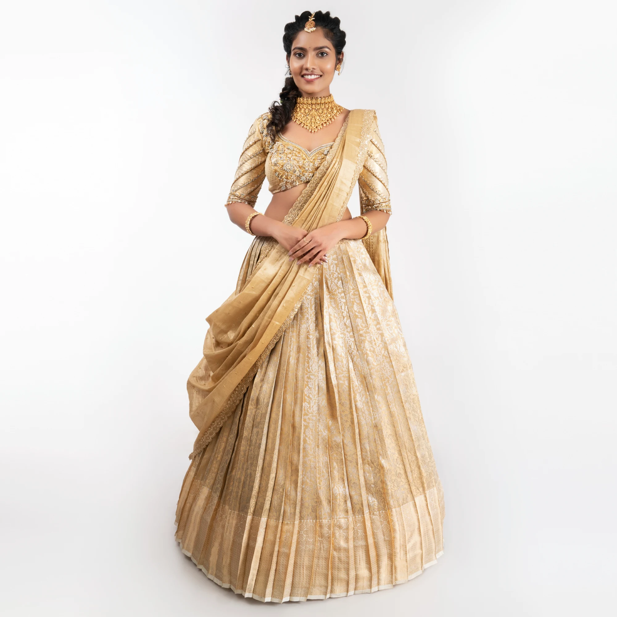 traditional bridal half saree